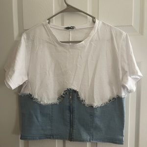 Krystal Denim Mix Top